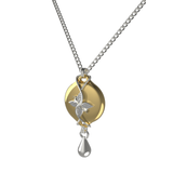Mahi Safety Necklace - Silver on Gold, Wheat Chain