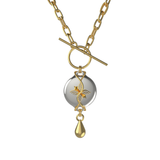Mahi Safety Necklace - Gold on Silver, Paperclip Chain