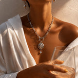 Mahi Safety Necklace - Silver on Silver, Paperclip Chain - V2 with Fall Detection